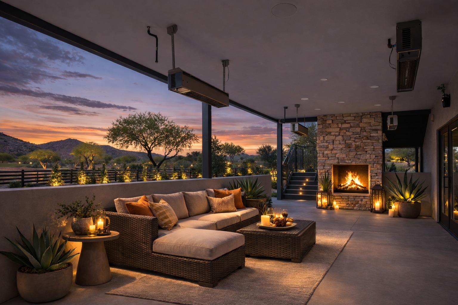 Terrace view overlooking the golf course and desert landscape at The View at The 500 Club in North Phoenix